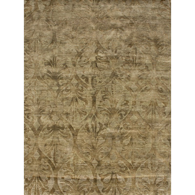 Hand Knotted Damask Area Rug in Mahogany