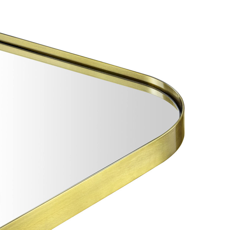 Josilyn Mid-Century Modern Chic Metal Rounded Wall Mirrors, Brushed Gold, 40" x 30"