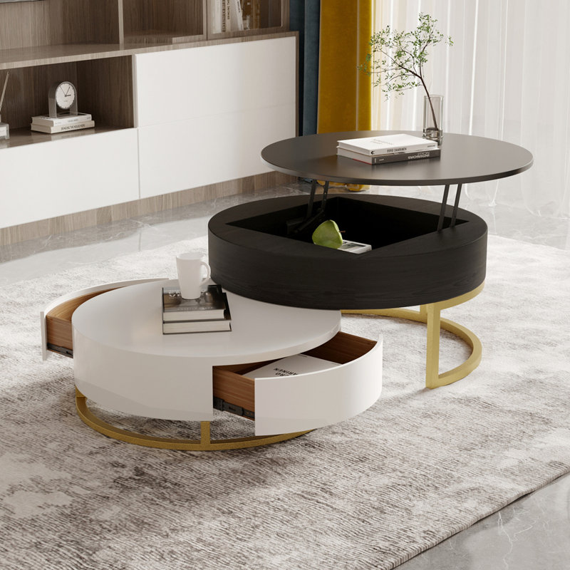 Table basse à plateau relevable en bois 31,5 "et 27,56"