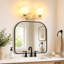 Applique murale de meuble-lavabo 2 lumières avec abat-jour en verre givré nervuré, or brossé-1697578692-1697578712