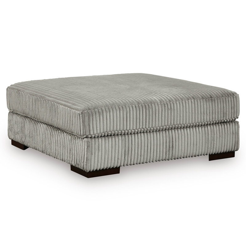 Lindyn 52" Wide Square Cocktail Ottoman, Fog Polyester