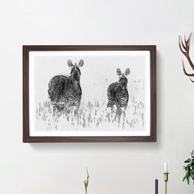 Two Zebras in Abstract - Picture Frame Graphic Art Print