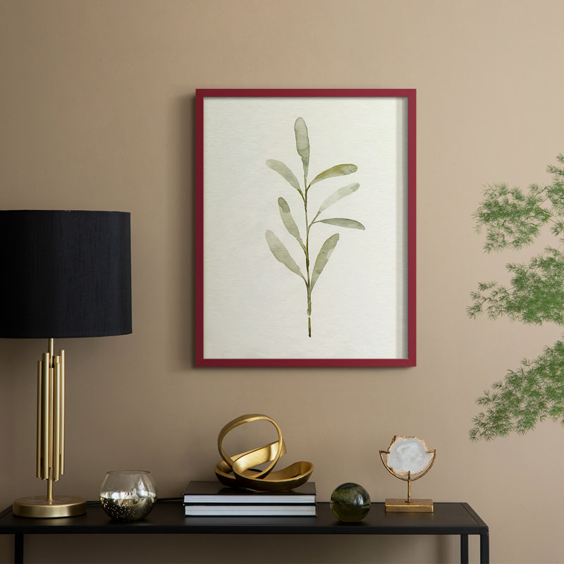 Olive Leaves III Framed Print - Solid Wood, Rouge, H 15 po x l 12 po