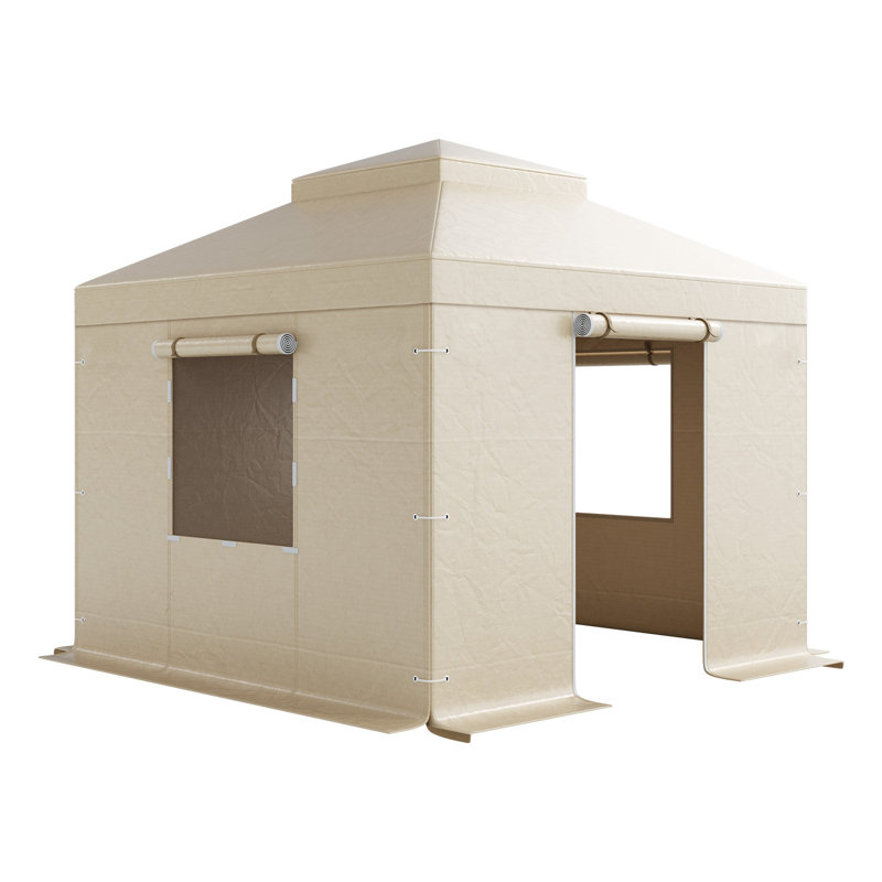 La housse de pavillon de jardin d'hiver s'adapte aux grilles de jardin à toit double 10 x 10 pi avec fenêtres