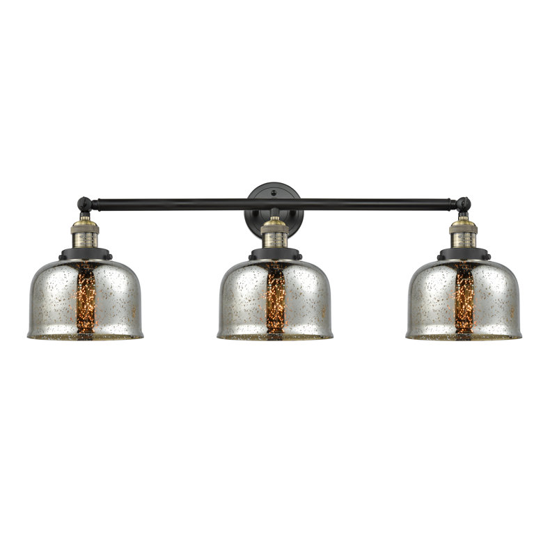 Placencia 3 - Light Dimmable Vanity Light, 60 Watt Vintage Incandescent Bulb, Silver Mercury, Black Antique Brass