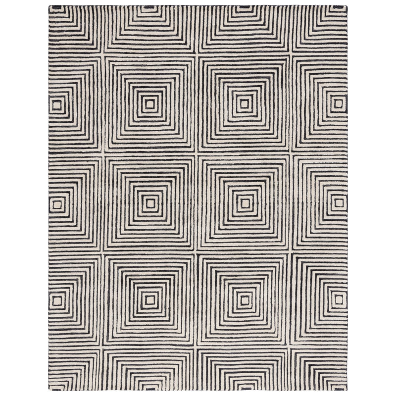 Tapis noir / beige Swansea Metro 454, Rectangle 9 pi x 12 pi