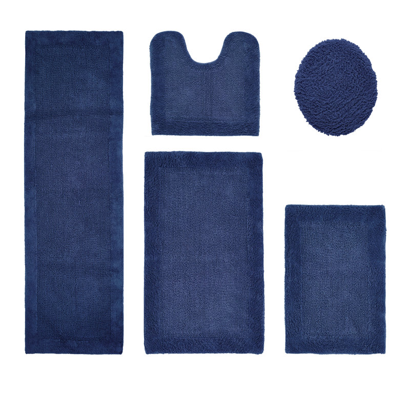 Ensemble de tapis de bain 5 pièces Makayln, 5 pièces (18 po x 20 po | 17 po x 24 po | 20 po x, Marine