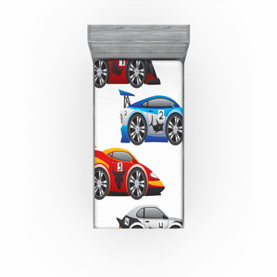 Ambesonne Cars Fitted Sheet 2Pack Formula Cars Technology Multicolor