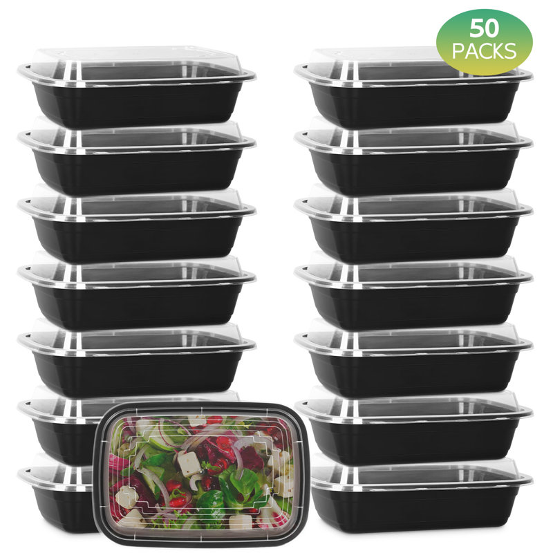 Disposable 24 oz Square Fast Food Containers - Pack of 50
