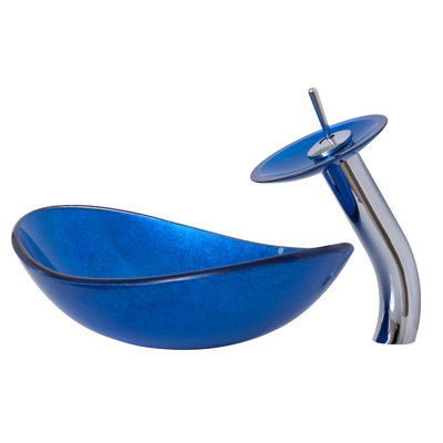 Novatto 13.5 " Glass Oval Bathroom Sink with Faucet