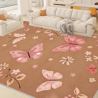 Tapis brun chaud et chaleureux pour le salon, doux et confortable, convient à toutes les saisons, facile à entretenir, tapis de sol intérieur lavable à la machine, sous la table de ferme convenant à la chambre à coucher, à la salle à manger, au bureau, au patio, au balcon, à la décoration intérieure