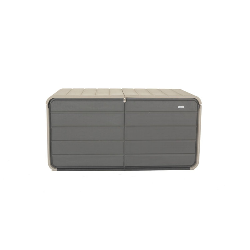 Large 200-Gallon Plastic Deck Box with Lock, Wheels, and Waterproof Lid for Secure Outdoor Storage and Easy Mobility