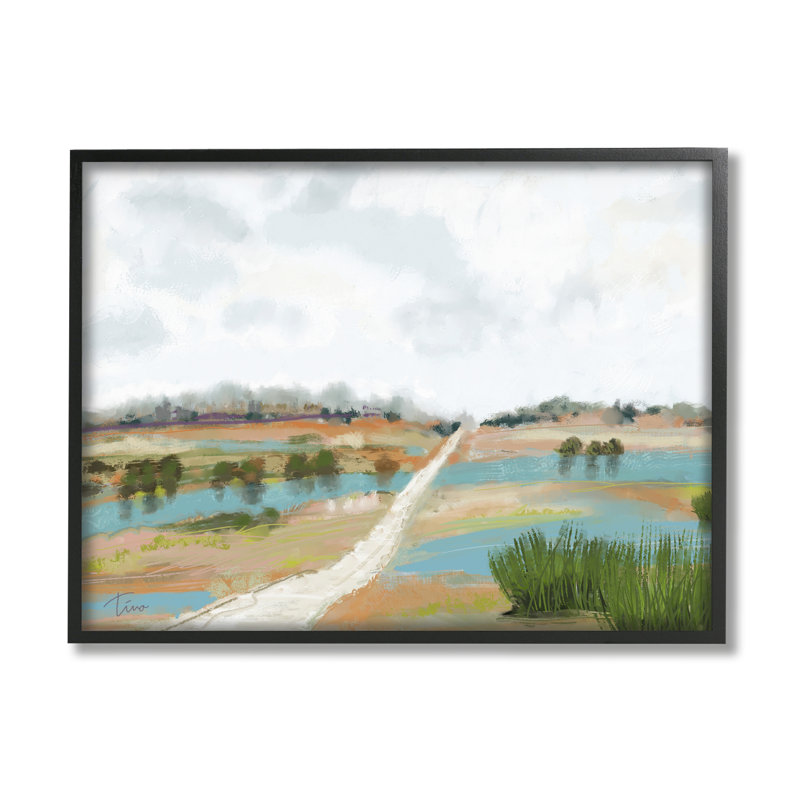 Paysage abstrait, H 11 po x l 14 po x P 1,5 po, Giclée encadrée noir minuit
