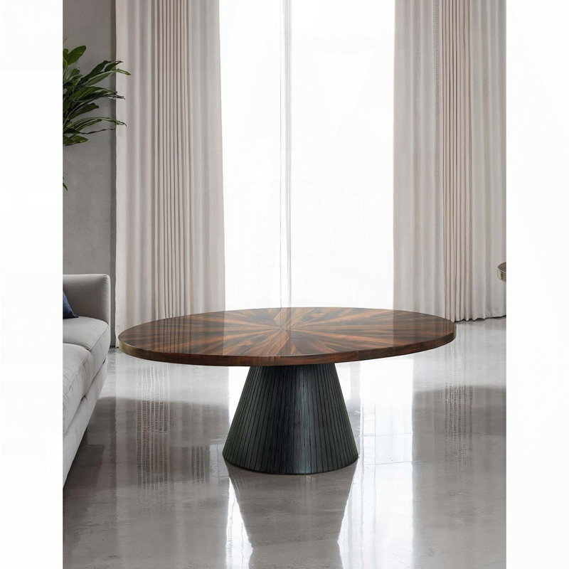 Table basse ovale de style contemporain avec base cylindrique pour le salon