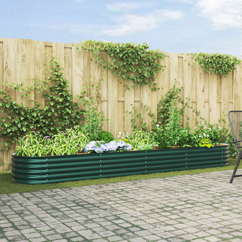 Raised Garden Bed, Green, 44cm H x 400cm W x 80cm D
