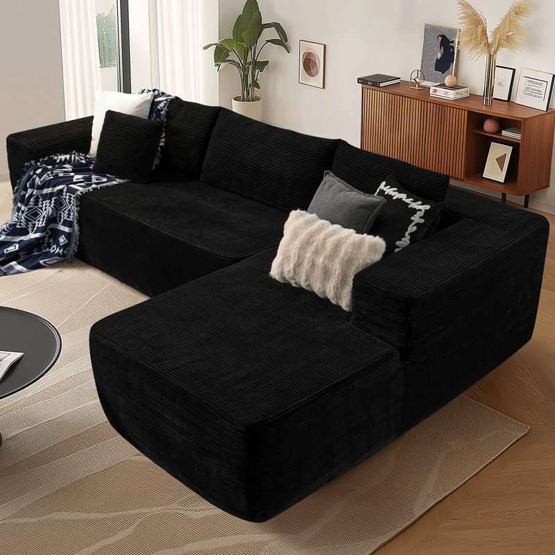 Cozza Boneless 2 - Piece Upholstery Compression Sofa, No Assembly Required Sectional Free Combination Couch with L-Shape Chaise