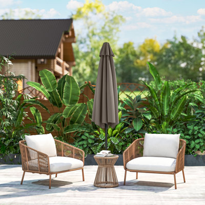 Patio Sun Umbrella, Outdoor Parasol with 6 Ribs, Dark Grey