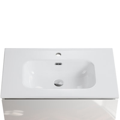 Bb09-30-311 Integrated Ceramic Basin, Glossy Finish, Stylish And Practical Design, Simple Maintenance, Rounded Edge For , 31.31 Lb Weight, 6.75 In Height, 17.79 Width, 29.16 Depth White Sink,