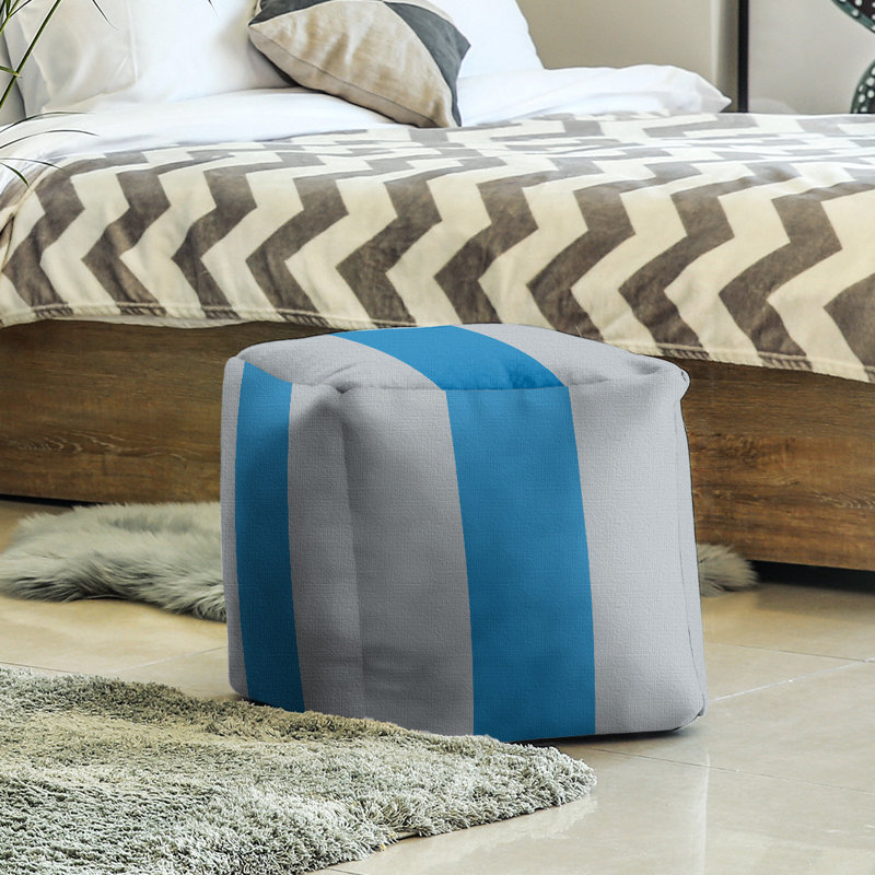 Repose-pieds cubique Tennessee, H 13 po x l 13 po x P 13 po, Argent / bleu Maya