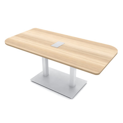Ogren Duo Shaped Conference Table with Double Metal Post Base | Electrical Unit