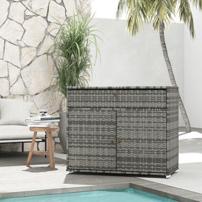 Porte-serviettes de terrasse et armoire de piscine - Accessoire PE autoportant avec tiroir pour salle de bain
