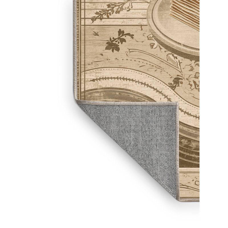 Machine Washable Kirkwood Lasagna French Country Vintage Look Rug in Beige – Beige Binding, 3x5