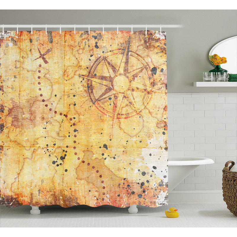 Rideau de douche simple antique map grunge Zofia, l 69 po x L 70 po