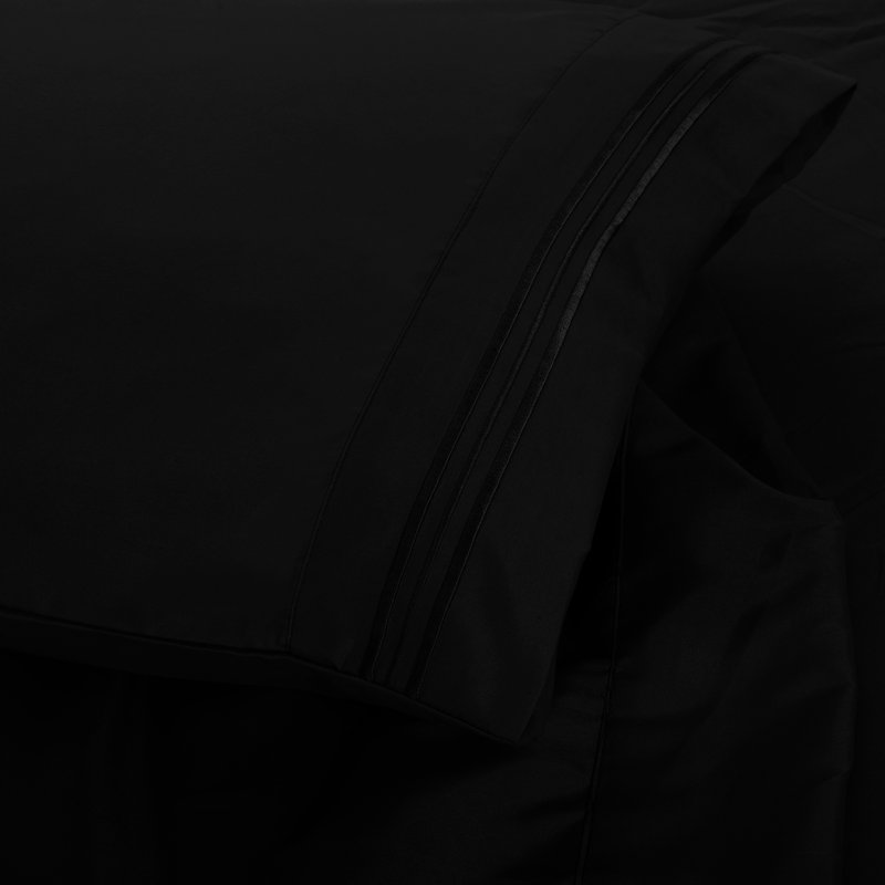 Ensemble de draps en microfibre 6 pièces Lux Decor, Ensemble de draps pour grand lit + 1 drap-housse +, Noir