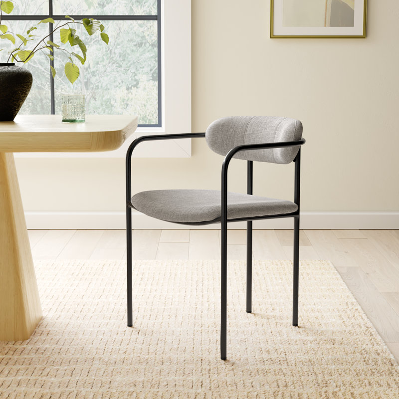 Belarus 18.25'' H Upholstered Metal Armchair, Gray, Black