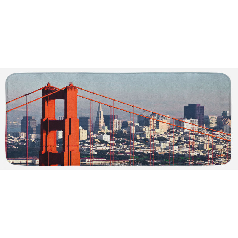 Tapis de cuisine blanc bleu baby cityscape metropolis san francisco bridge and