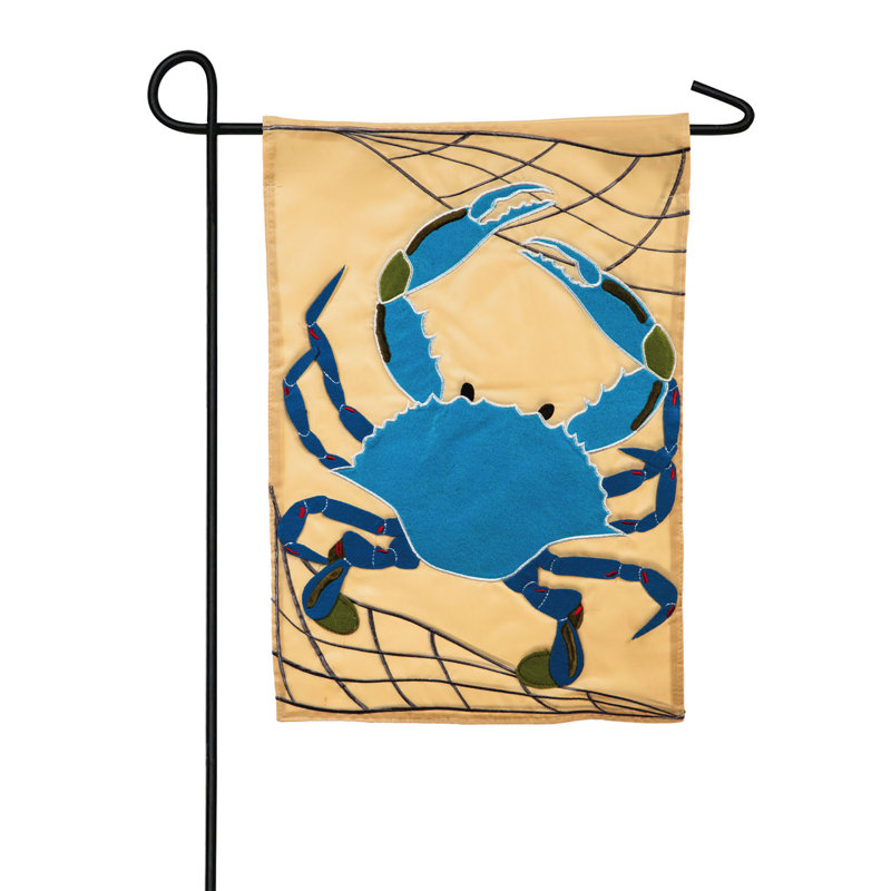 Mélange de polyester à 2 côtés et mélange de polyester 18 x 12,5 po crabe drapeau de jardin