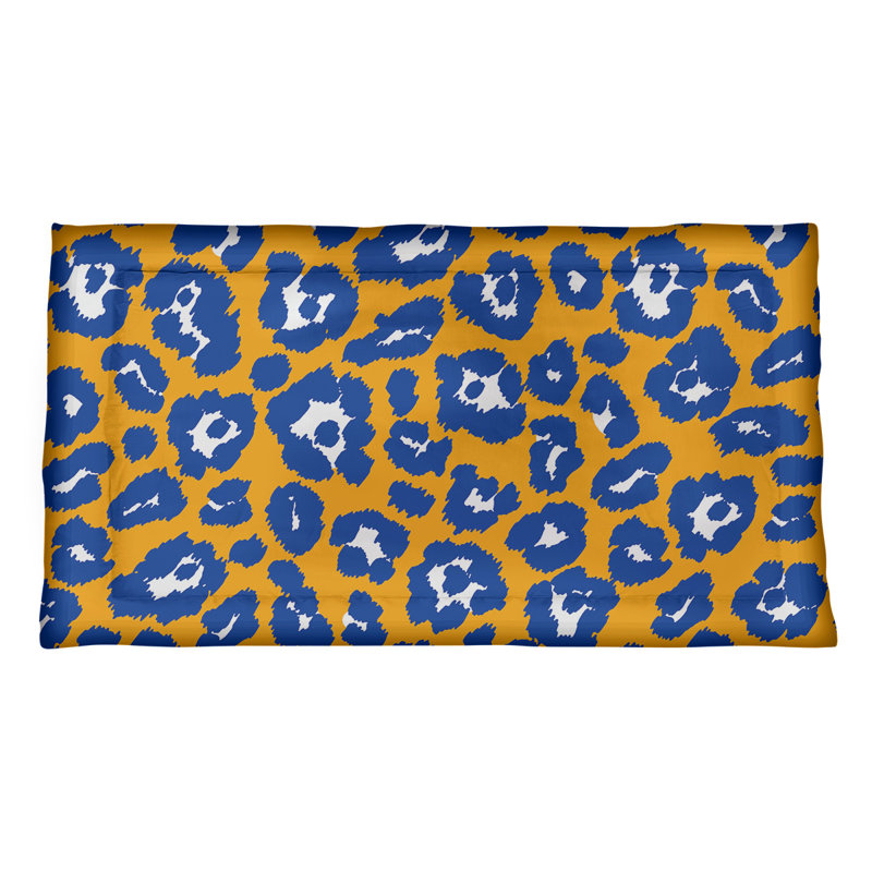 Taie décorative à imprimé léopard LA football, Microfibre, Standard, Or / Bleu