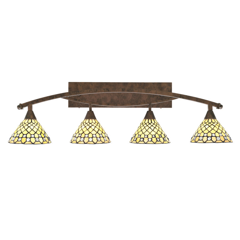 Bow 4 Light Bath Bar Shown In Bronze Finish With 7" Starlight Art Glass