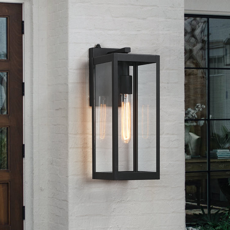 Black 16.5" H Outdoor Wall Lantern with Dusk to Dawn