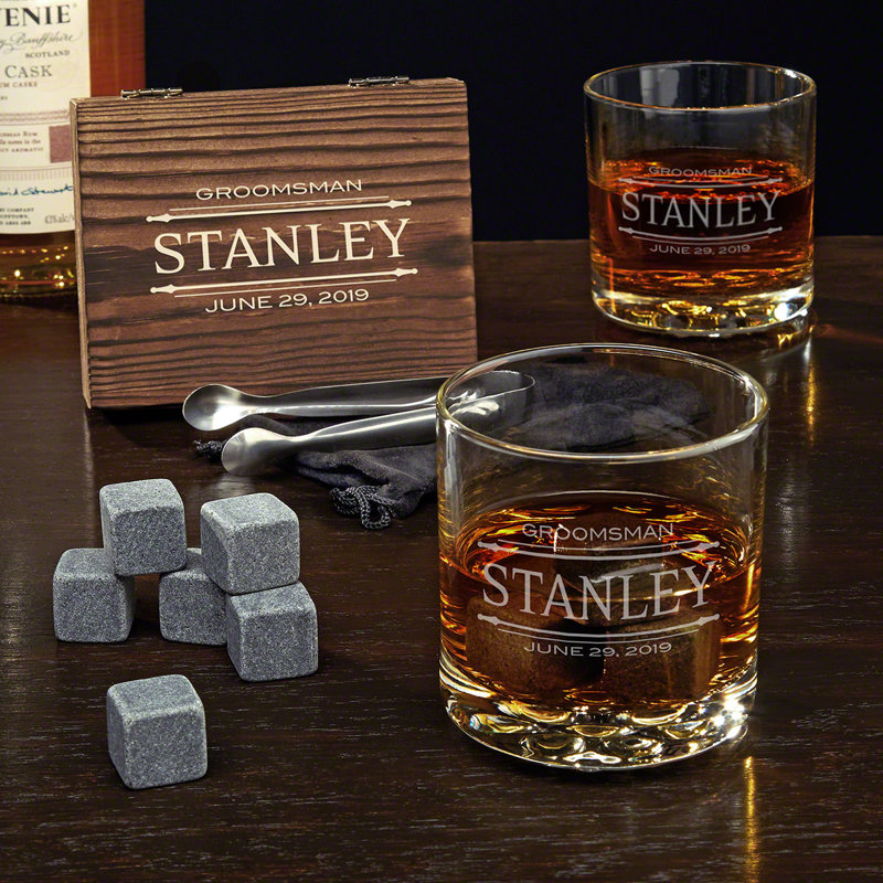 Goshorn Custom Whiskey Glasses and Stone Gift Set 10 oz., Yes