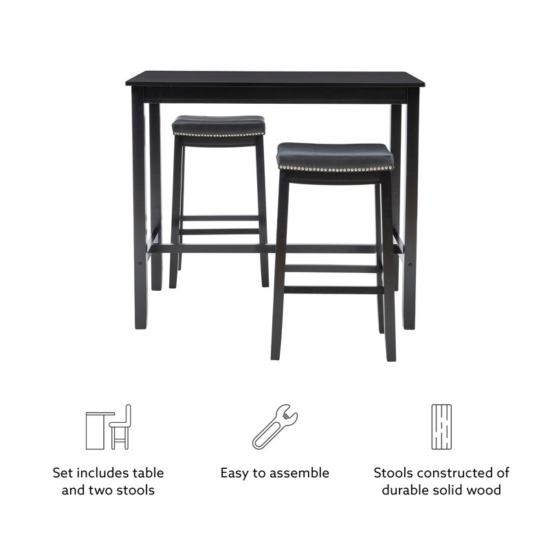 Ensemble de salle à manger à hauteur de bar 4 personnes Arlyce, H 42 po x L 47,25 po x l 23,75 po, Noir