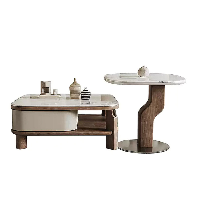 Medieval-style coffee table and side table set