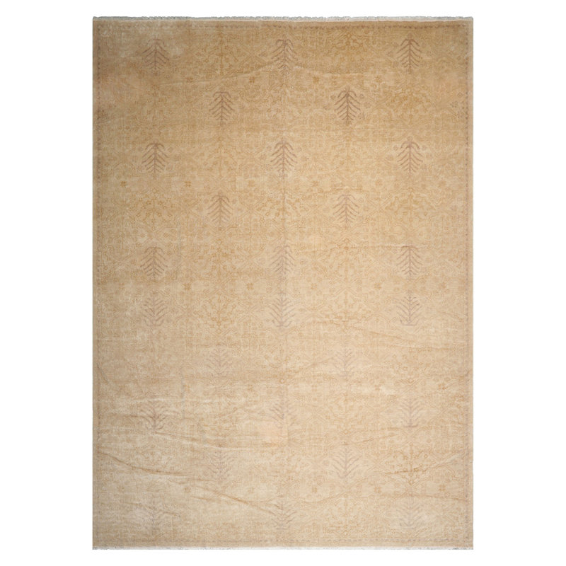 Tapis beige en laine noué à la main 10 x 14