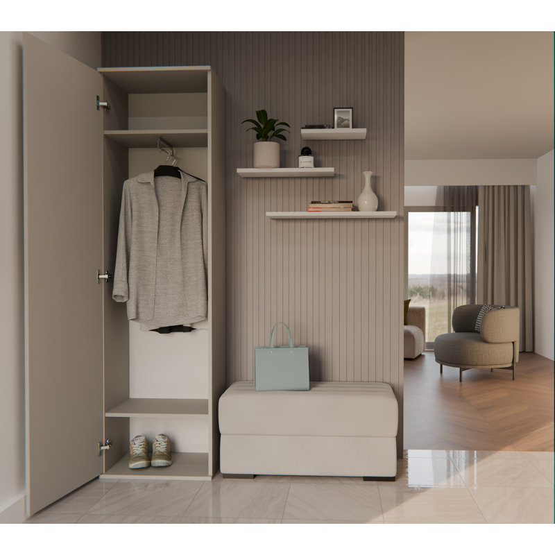1 Door Laminate Wardrobe, Cashmere