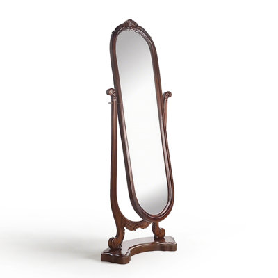 American-Style Vintage Mahogany Frame Custom-Shaped Full-Length Mirror
