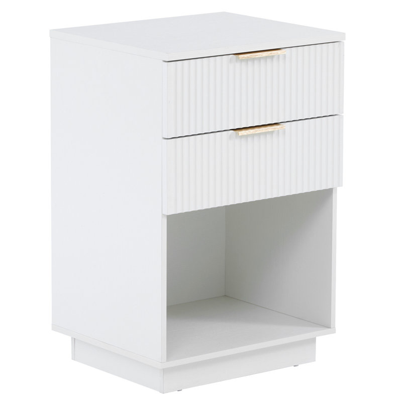 2 Drawer Nightstand For Bedroom, White