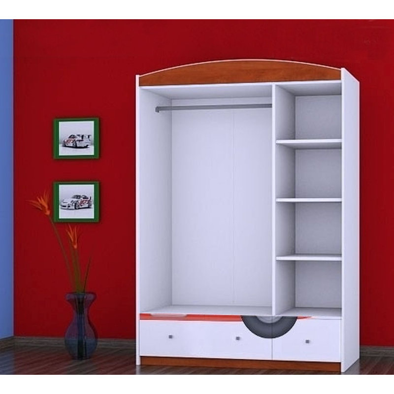 Overstreet 3 Door Wardrobe, Red