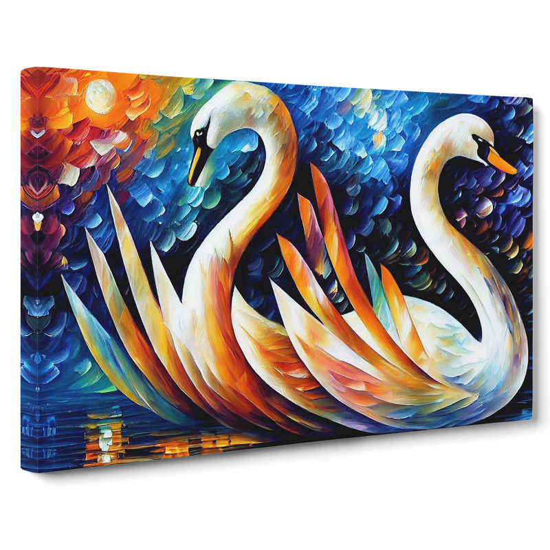 Swan Painting Vol.3 Abstract - Wrapped Canvas, 40cm H x 60cm W x 3cm D