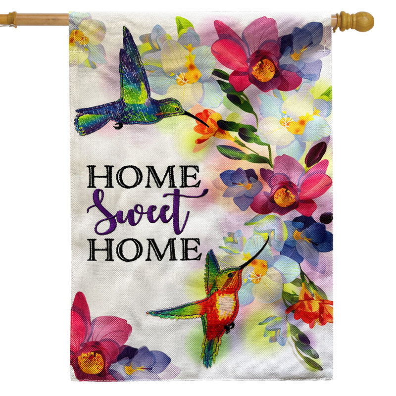 Drapeau de maison Home Sweet Home Hummingbirds