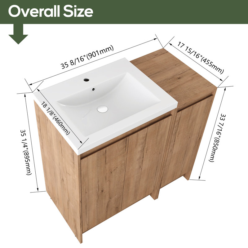 36'' Single Bathroom Vanity with Resin Top