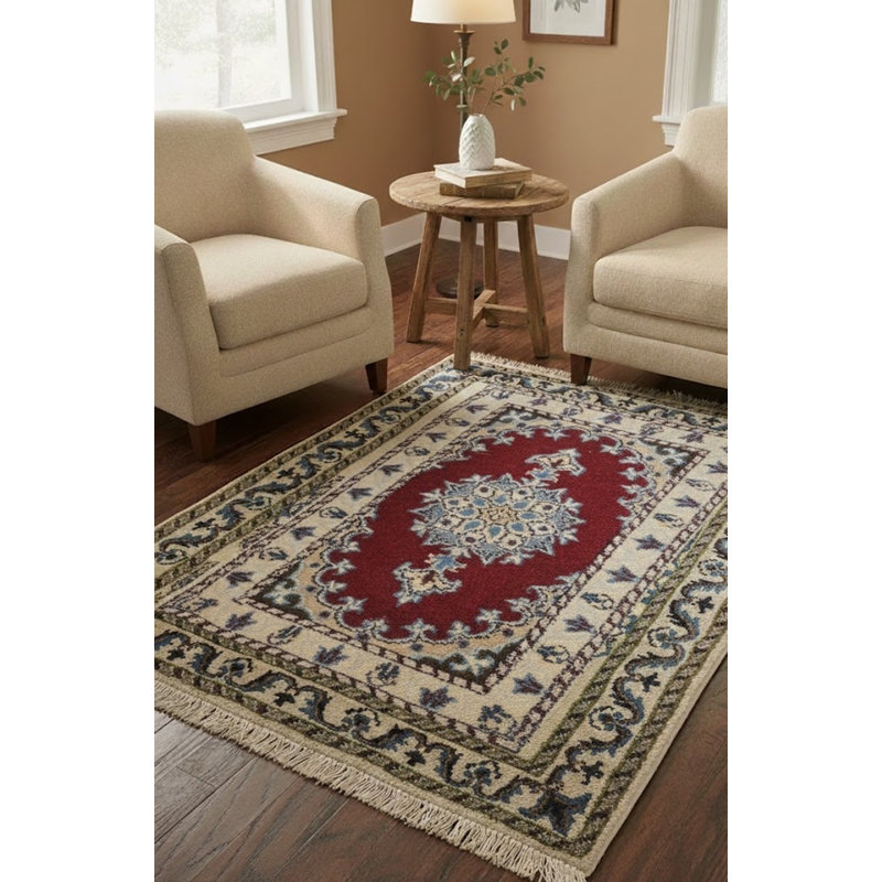 Tapis oriental classique en laine noué à la main 1 pi 3 po x 1 pi 11 po