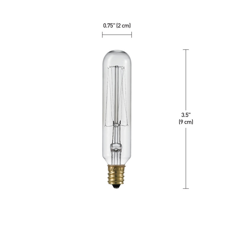 Marshall 40 Watt, T6 Incandescent Dimmable Light Bulb, Warm White E12/Candelabra Base