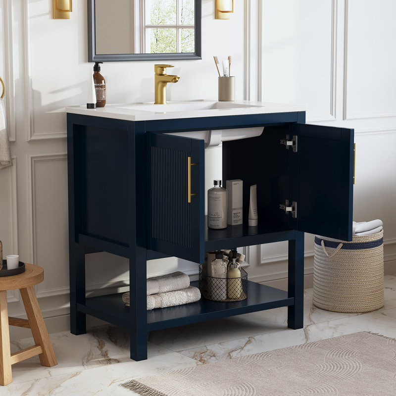 Ensemble de meuble-lavabo autoportant simple 30 po avec plateau en composite Allensville
