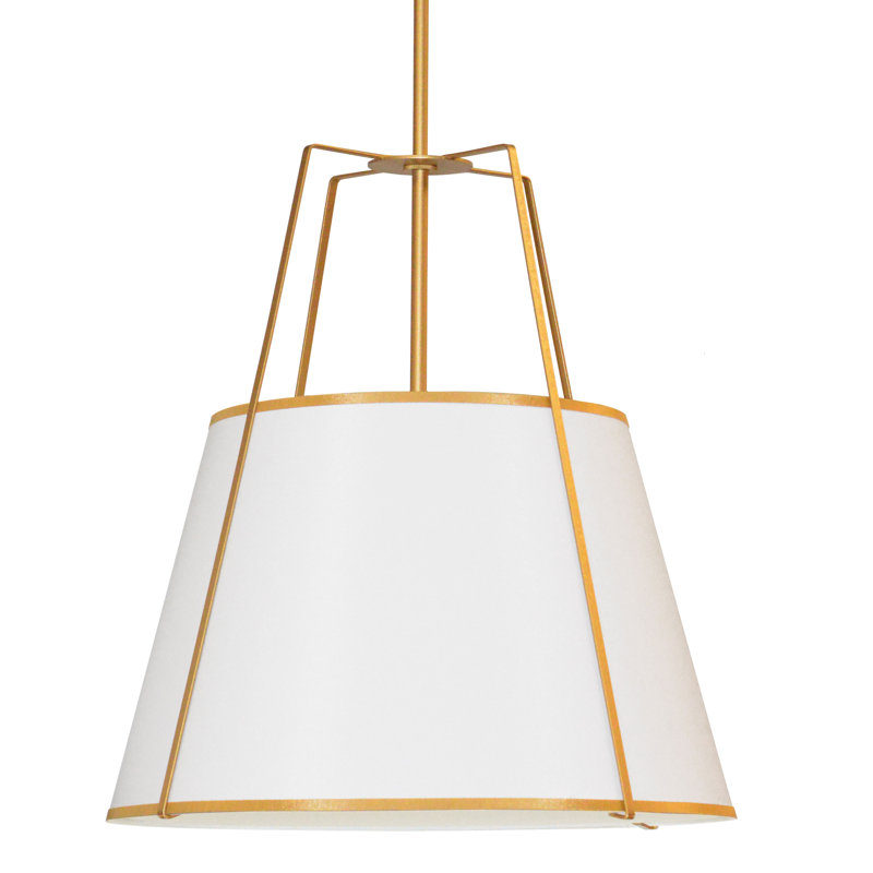 Trapezoid 4 Light Pendant, Gold, White
