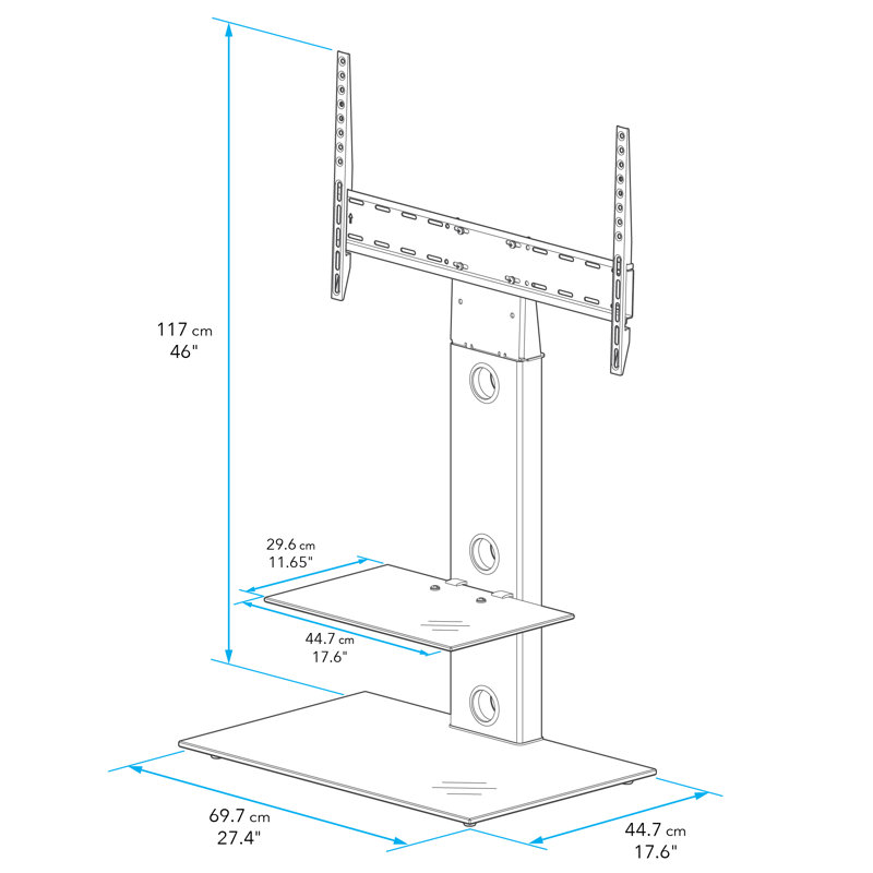 Aketzalli Latitude Run® Single Screen Floor Stand Mount, White with White